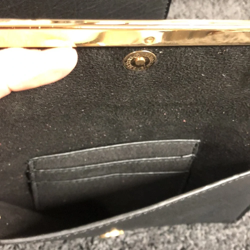 Black leather Satchel with matching wristlet‎ new without tags